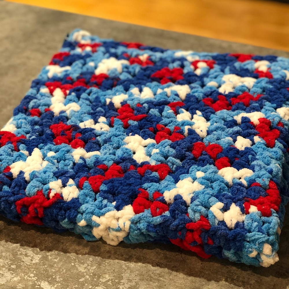 Handmade crocheted baby blanket.